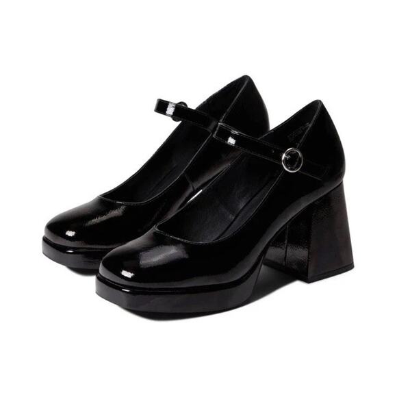Steve Madden Mingle Black Patent Platform Mary Jane Pumps Size 8.5 - Picture 1 of 9